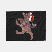 Santa Riding Dinosaur T Rex Christmas Boys Men Xma フリースブランケット (正面(横))