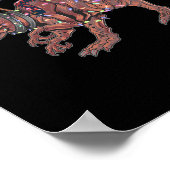 Santa Riding Dinosaur T Rex Christmas Boys Men Xma ポスター (角)