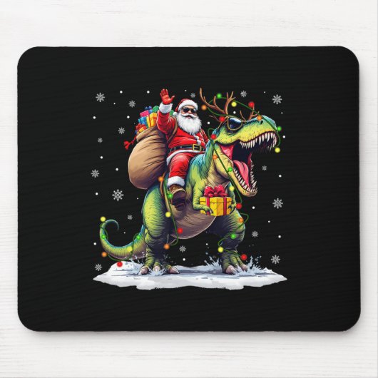 Santa Riding Dinosaur T Rex Christmas Boys Men Xma マウスパッド (正面)