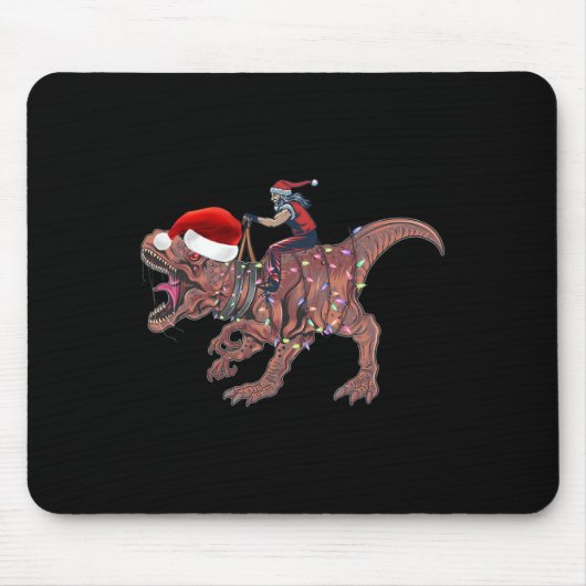 Santa Riding Dinosaur T Rex Christmas Boys Men Xma マウスパッド (正面)