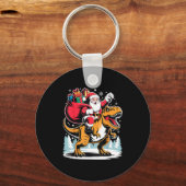 Santa Riding Dinosaur T Rex Christmas Boys Xmas  キーホルダー (正面)