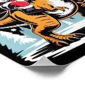 Santa Riding Dinosaur T Rex Christmas Boys Xmas  ポスター (角)