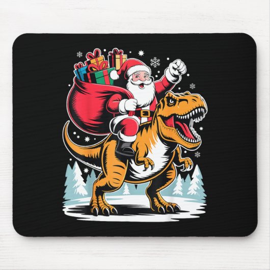 Santa Riding Dinosaur T Rex Christmas Boys Xmas  マウスパッド (正面)