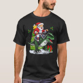 Santa Riding Dinosaur T-Rex Christmas Dinosaurs (2 Tシャツ (正面)