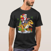 Santa Riding Dinosaur T-Rex Christmas Dinosaurs Tシャツ (正面)