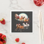 Santa Riding Horses Horse Sleigh Equestrian  スタンダードカクテルナプキン (インサイチュ)
