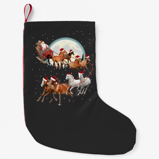 Santa Riding Horses Horse Sleigh Equestrian  スモールクリスマスストッキング (正面)