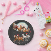 Santa Riding Horses Horse Sleigh Equestrian  ペーパープレート (パーティー)