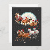 Santa Riding Horses Horse Sleigh Equestrian 案内ポストカード (正面/裏面)