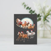 Santa Riding Horses Horse Sleigh Equestrian 案内ポストカード (スタンド正面)