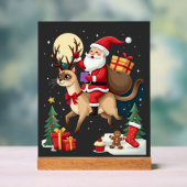 Santa Riding Reindeer Siamese Cat Christmas Tree L アクリルサイン (ニュートラル)
