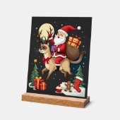 Santa Riding Reindeer Siamese Cat Christmas Tree L アクリルサイン (傾斜)