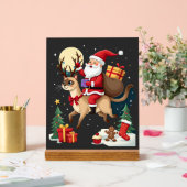 Santa Riding Reindeer Siamese Cat Christmas Tree L アクリルサイン (ウェディング)