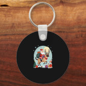 Santa Riding Reindeer Siamese Cat Christmas Tree L キーホルダー (正面)