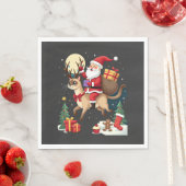 Santa Riding Reindeer Siamese Cat Christmas Tree L スタンダードランチョンナプキン (インサイチュ)