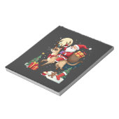 Santa Riding Reindeer Siamese Cat Christmas Tree L ノートパッド (回転)