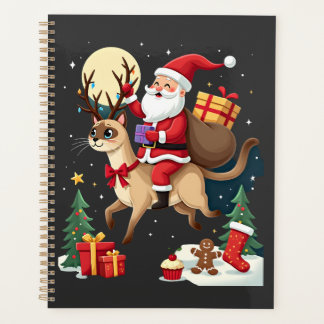 Santa Riding Reindeer Siamese Cat Christmas Tree L プランナー手帳