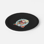 Santa Riding Reindeer Siamese Cat Christmas Tree L ペーパープレート (アングル)