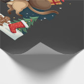 Santa Riding Reindeer Siamese Cat Christmas Tree L ラッピングペーパー (角)