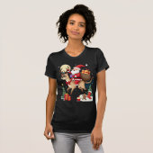 Santa Riding Reindeer Siamese Cat Christmas Tree L Tシャツ (正面フル)