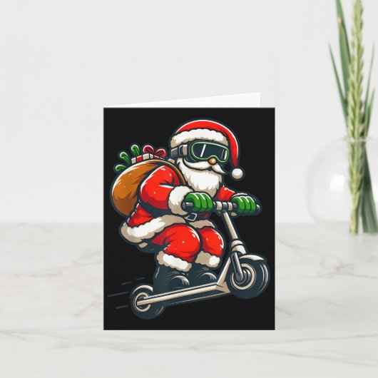 Santa Riding Scooter Christmas Pajama For Toddlers カード (正面)