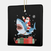 Santa Riding Shark Christmas Pajama Cute Ocean セラミックオーナメント (左)