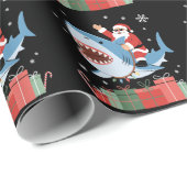 Santa Riding Shark Christmas Pajama Cute Ocean  ラッピングペーパー (ロールコーナー)