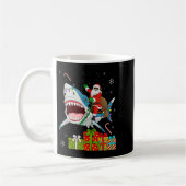 Santa Riding Shark Christmas Pajama Cute Ocean Ani コーヒーマグカップ (左)