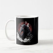 Santa Riding The Japanese Monster Kaiju For Christ コーヒーマグカップ (左)
