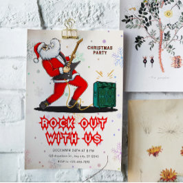 Santa Rock Out Party Christmas Invitation 招待状
