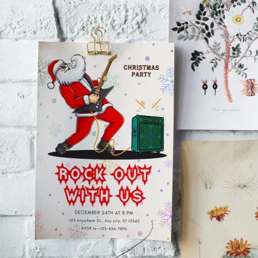 Santa Rock Out Party Christmas Invitation 招待状