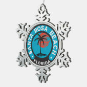 Santa Rosaのビーチのフロリダの熱帯海 スノーフレークピューターオーナメント (右)