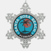 Santa Rosaのビーチのフロリダの熱帯海 スノーフレークピューターオーナメント (正面)