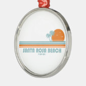Santa Rosa Beach Florida Sun Palm Trees メタルオーナメント (左)