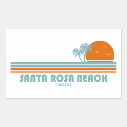 Santa Rosa Beach Florida Sun Palm Trees 長方形シール (正面)