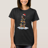 Santa Rottweiler Christmas Lights Tree Dog Tシャツ (正面)