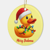 Santa Rubber Duck Christmas Merry Duckmas Funny セラミックオーナメント (左)