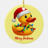 Santa Rubber Duck Christmas Merry Duckmas Funny セラミックオーナメント (裏面)