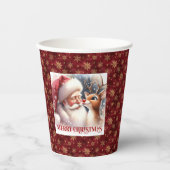 Santa Rudolph Cartoon Style Christmas Party Cups 紙コップ (正面)