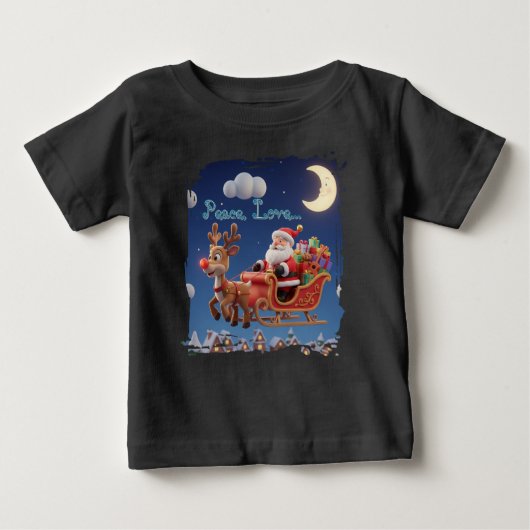 Santa Rudolph Christmas Baby Jersey Tee ベビーTシャツ (正面)