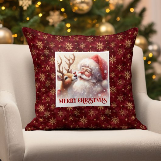 Santa Rudolph Christmas Pillow Cute Classic Design クッション