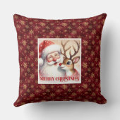 Santa Rudolph Christmas Pillow Cute Festive Glow  クッション (裏面)