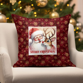 Santa Rudolph Christmas Pillow Cute Festive Glow  クッション