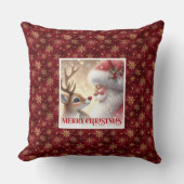 Santa Rudolph Christmas Pillow Festive Winter Fun  クッション (正面)