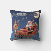 Santa Rudolph Flying Sleigh Christmas クッション (正面)