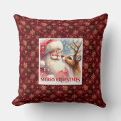 Santa Rudolph Holiday Cheer Pillow Cozy Christmas  クッション (正面)