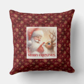 Santa Rudolph Holiday Pillow Christmas Cozy Vibes  クッション (裏面)