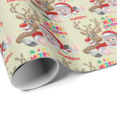 Santa & Rudolph Hug Christmas Wrapping Paper ラッピングペーパー (ロールコーナー)