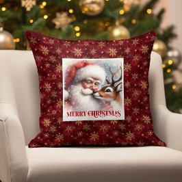 Santa Rudolph Joyous Christmas Pillow Festive Vibe クッション