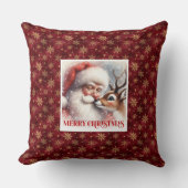 Santa Rudolph Joyous Christmas Pillow Festive Vibe クッション (正面)